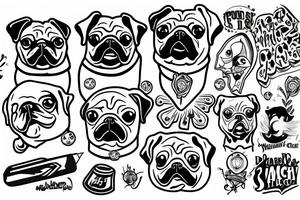 Pug with big smoky joint tattoo idea