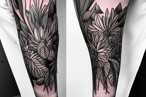 Cactus themed tattoo sleeve, with dangerous looking spikes, floral intertwining.  Make it manly and badass tattoo idea