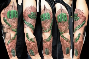 Cactus themed tattoo sleeve, with dangerous looking spikes, Make it manly and badass tattoo idea