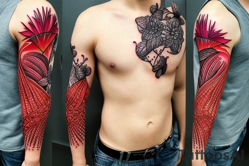 Cactus themed tattoo sleeve, with dangerous looking spikes, Make it manly and badass tattoo idea