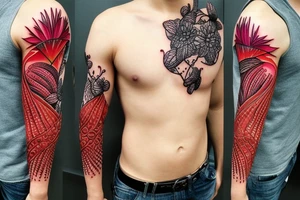 Cactus themed tattoo sleeve, with dangerous looking spikes, Make it manly and badass tattoo idea