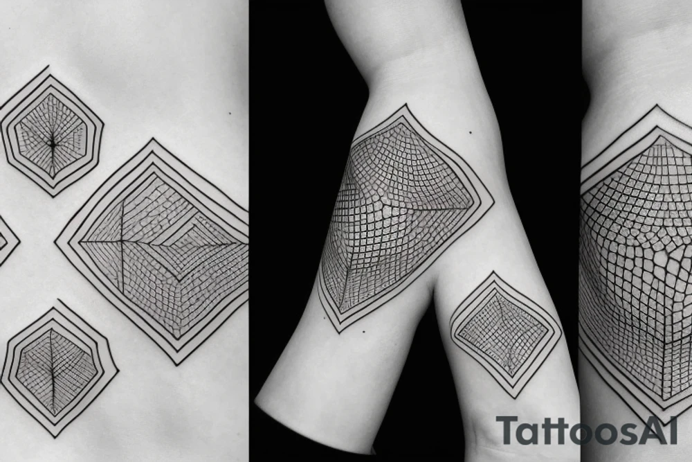 Fine line concept tattoos to fit around a existing geometric hexagonal tattoo tattoo idea