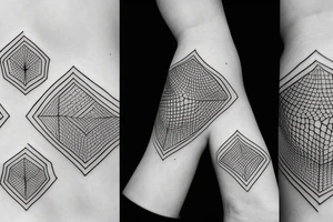 Fine line concept tattoos to fit around a existing geometric hexagonal tattoo tattoo idea