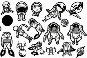 Cosmonaut throwing a free throw tattoo idea