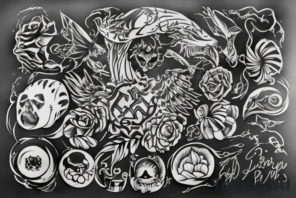 Чëрный ворон, чёрный кот и луна, расположить на предплечья tattoo idea