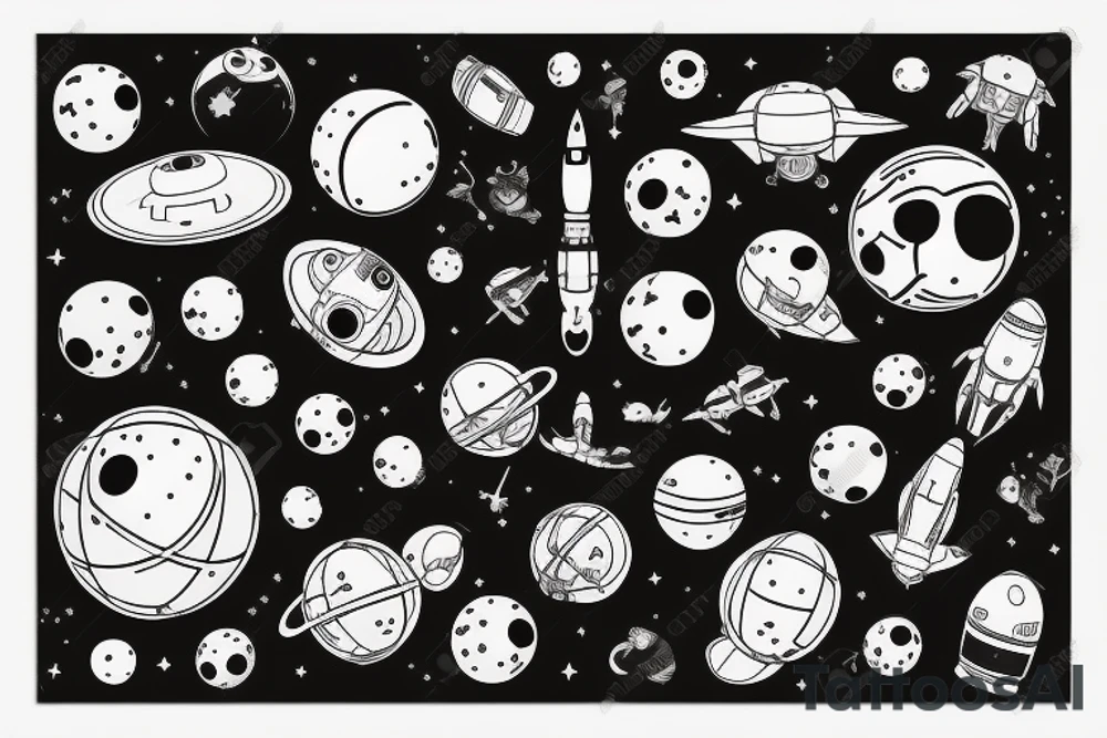 Cosmonaut dribbling with ball tattoo idea