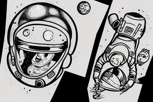 Cosmonaut dribbling with ball tattoo idea