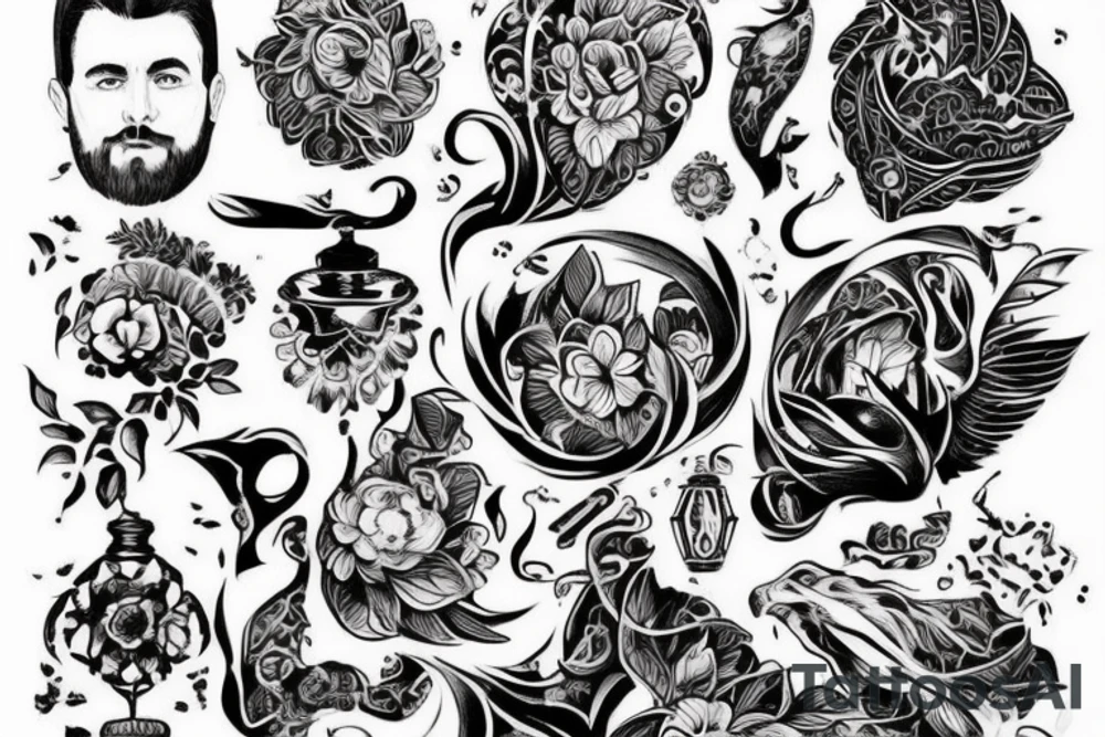 Чëрный ворон, чёрный кот и луна, расположить на предплечья tattoo idea