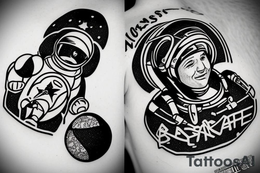 Cosmonaut basketball tattoo idea