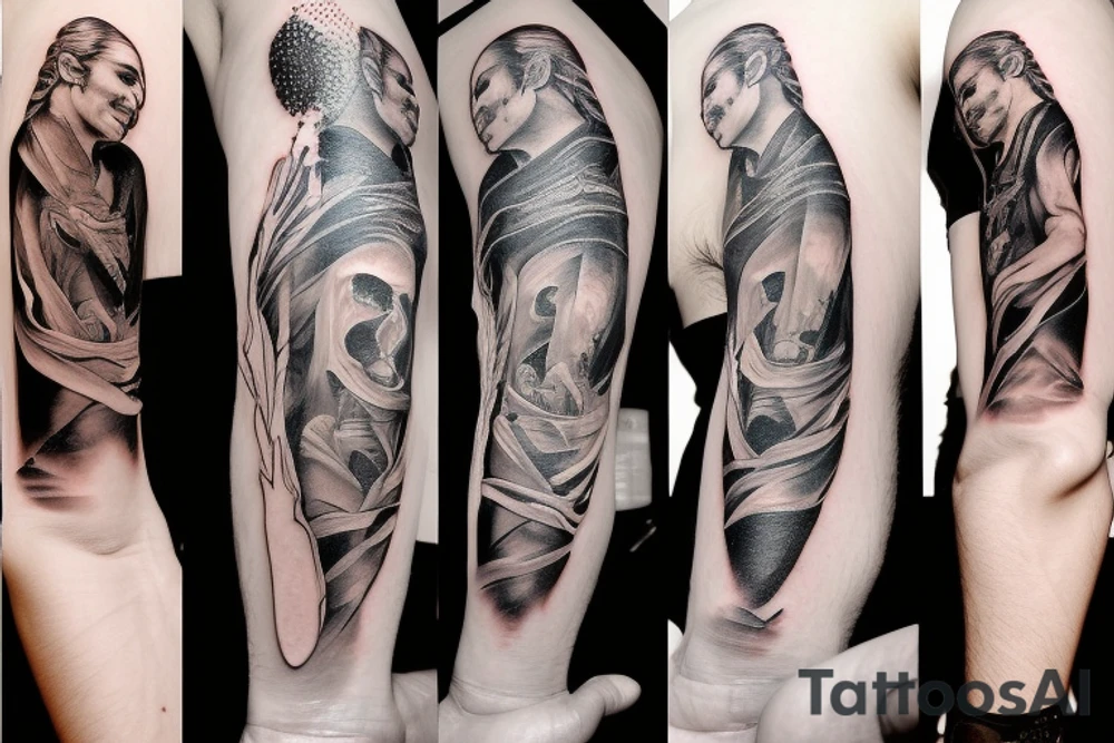 The Creation of Adam michelangeloo painting tattoo on bicep tattoo idea