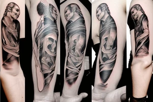 The Creation of Adam michelangeloo painting tattoo on bicep tattoo idea