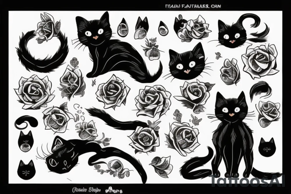 Black cat tattoo idea