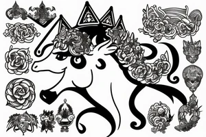 Unicorn with a crown on his head tattoo idea