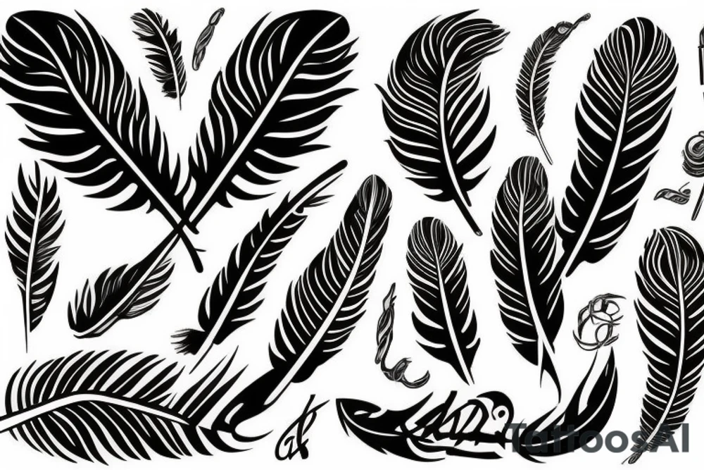 Feather and gladiator combination tattoo idea Feather and gladiator combination tattoo idea