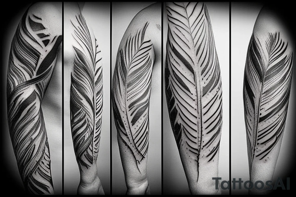 Feather and gladiator combination tattoo idea Feather and gladiator combination tattoo idea
