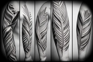 Feather and gladiator combination tattoo idea