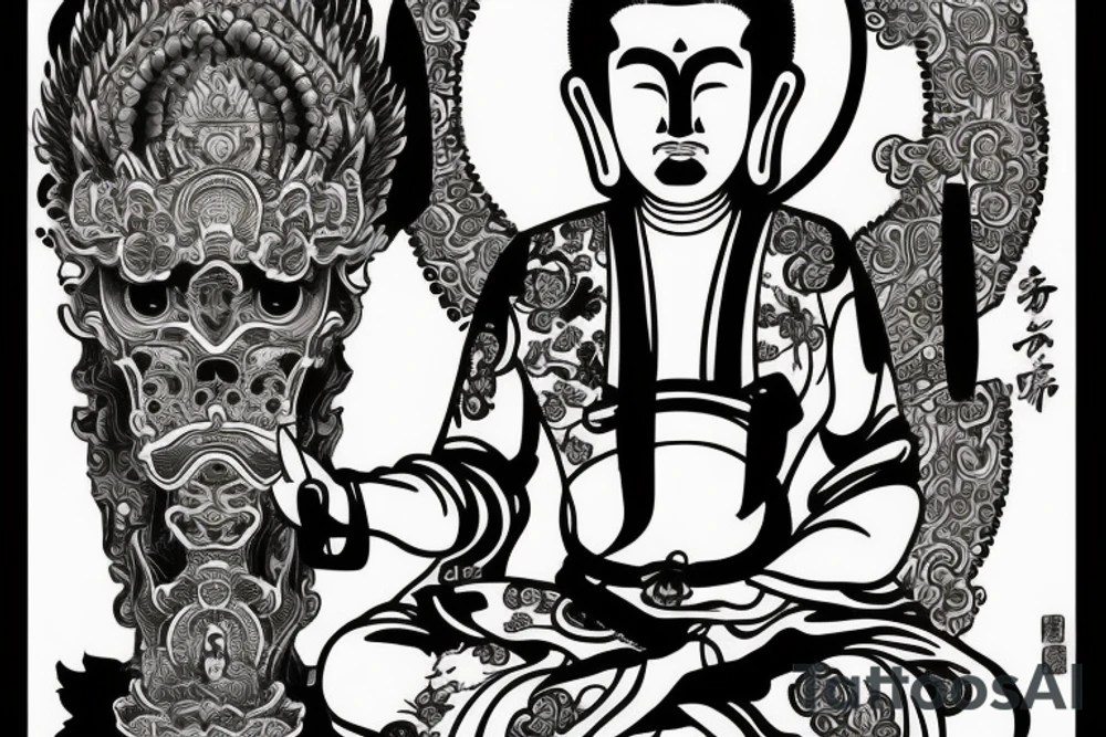 Samurai praying to Buddha tattoo idea