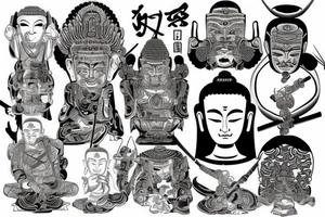 Samurai praying to Buddha tattoo idea