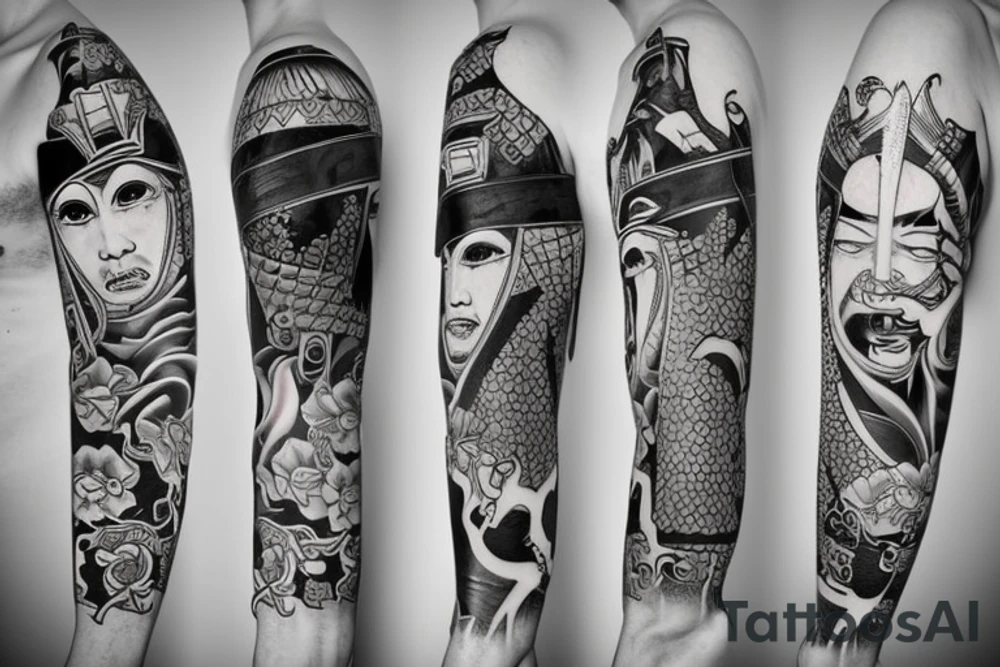 Samurai holding sword tattoo idea