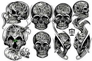 Black and a green viking skull tattoo idea