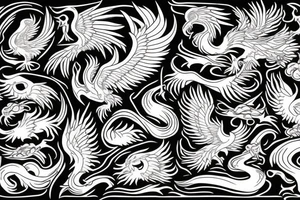 a phoenix rising from flaming rubble tattoo idea