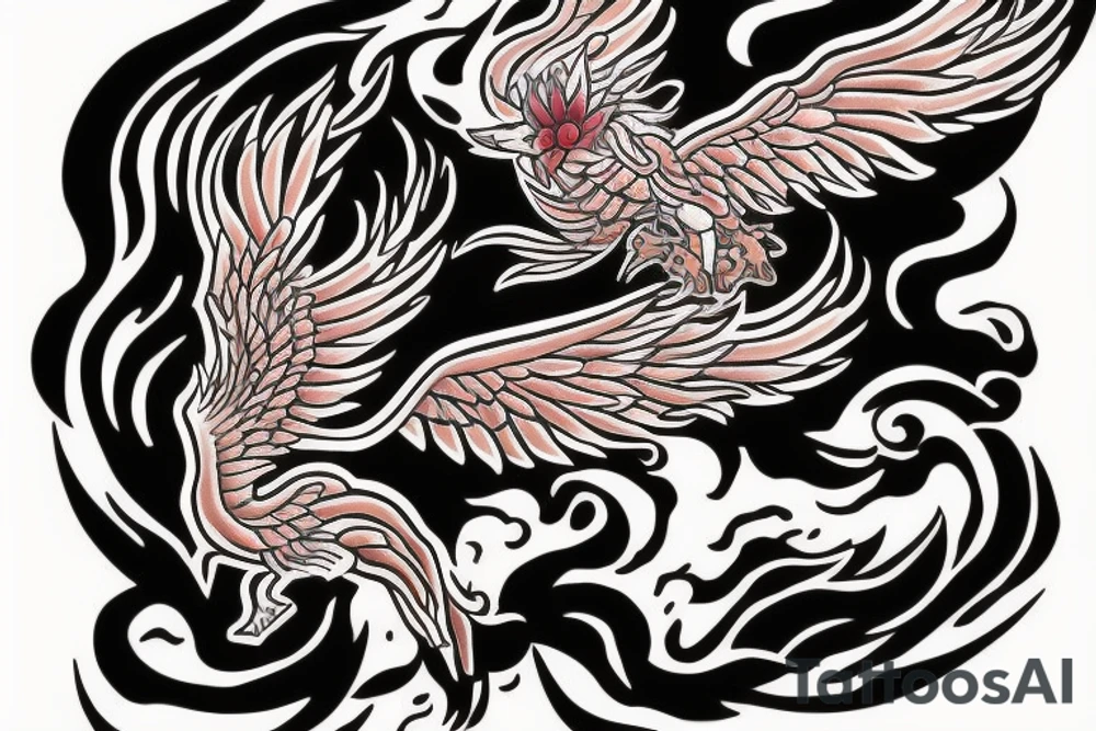 a phoenix flying through fire tattoo idea
