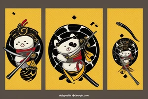 Samurai sea otter holding a katana, wearing yellow coat with a black triangle pattern tattoo idea