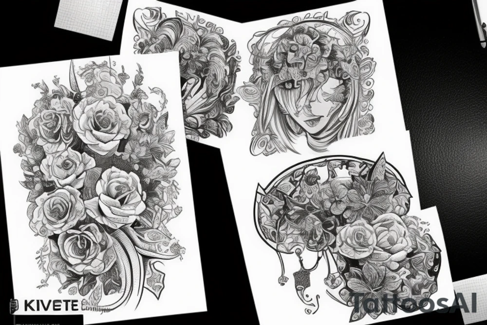 Кот в цвете индеец tattoo idea