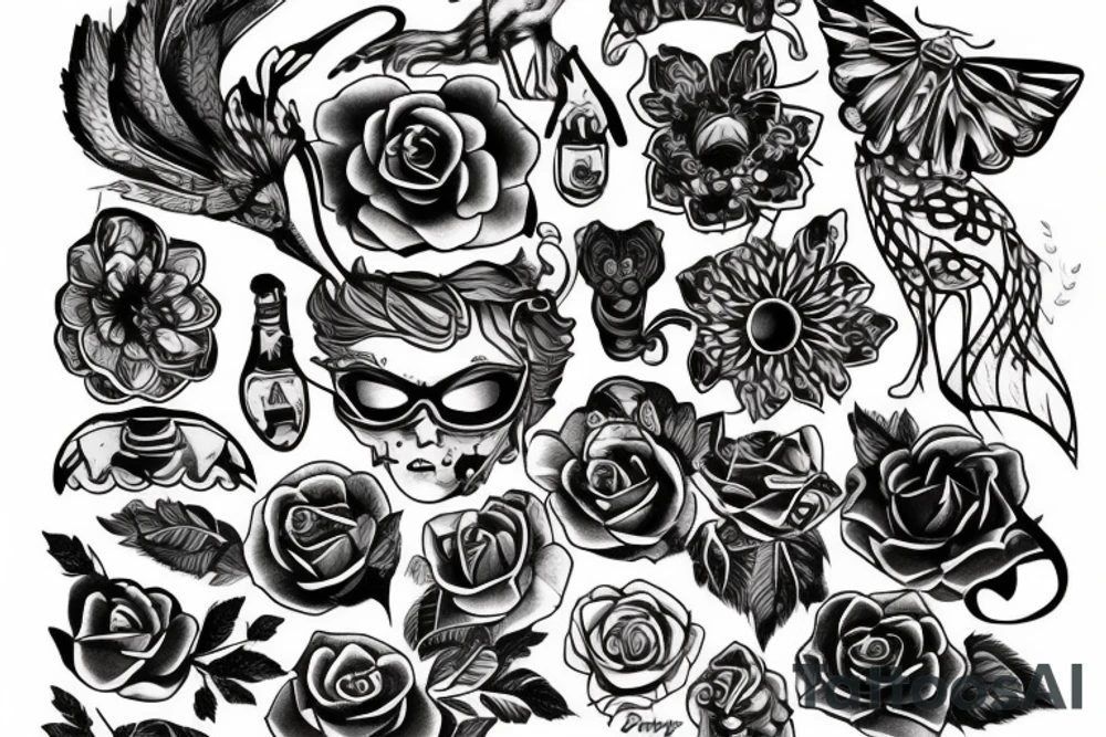 Кот в цвете индеец tattoo idea