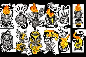 torch on a bee tattoo idea
