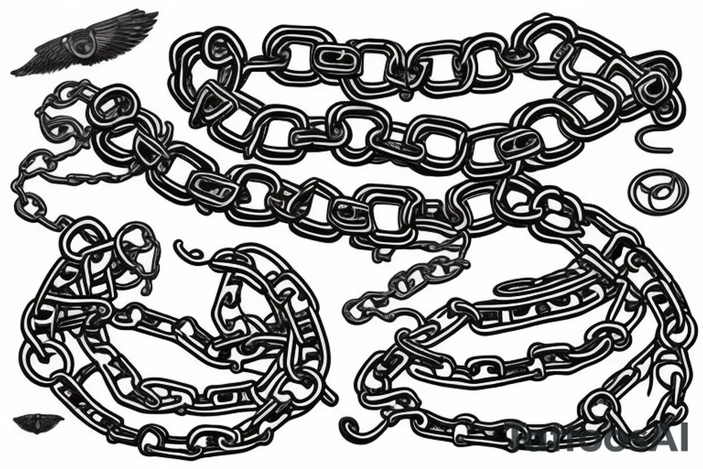Steam punk snake with chain body tattoo idea