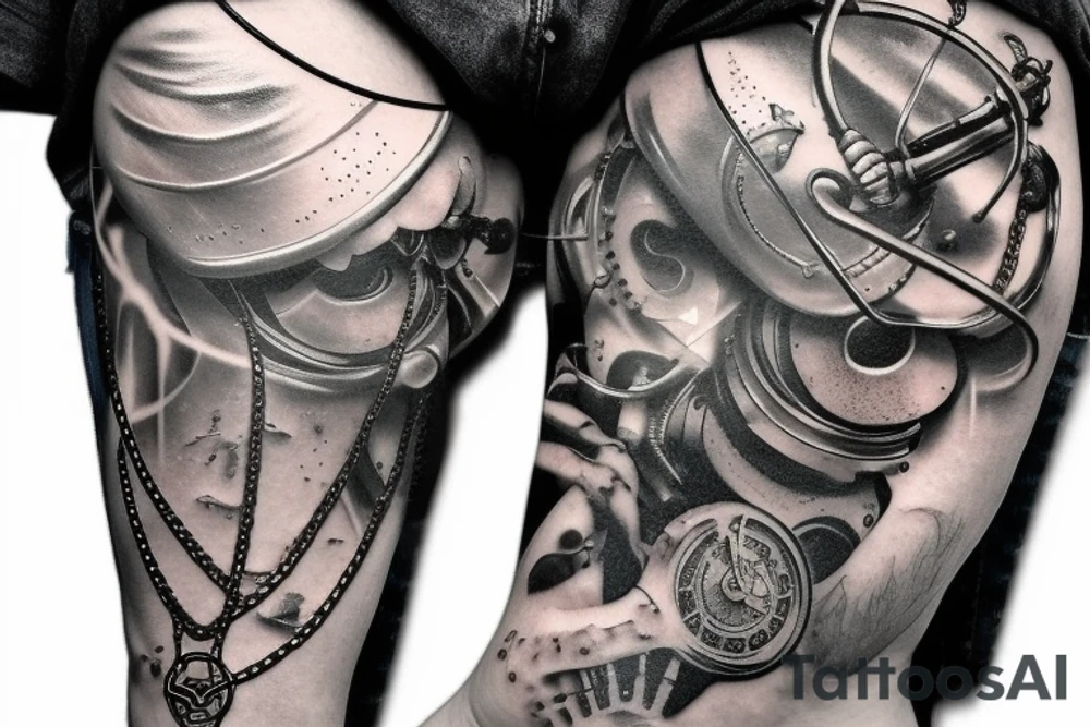 Steam punk snake with chain body tattoo idea