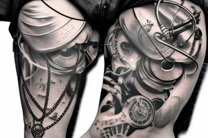Steam punk snake with chain body tattoo idea