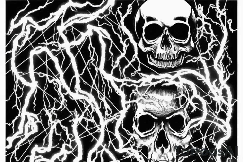 black skull with lightning bolts tattoo idea