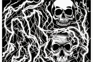 black skull with lightning bolts tattoo idea