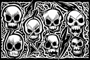 black skull with lightning bolts tattoo idea