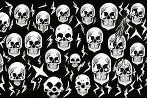 black skull with lightning bolts tattoo idea
