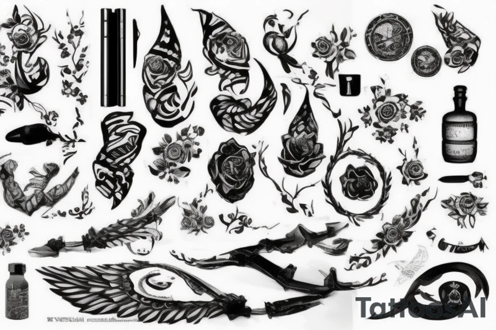 Компас обшитый ручками от штурвала корабля, в тенях tattoo idea