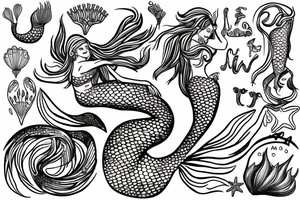 mermaid of Warsaw in little psychedelic style tattoo idea