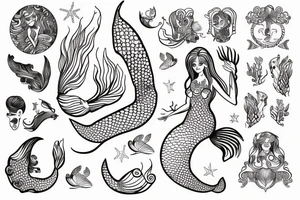 mermaid of Warsaw in little psychedelic style tattoo idea