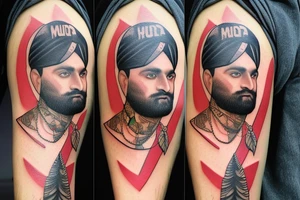 American traditional portrait with banner sidhu moose wala tattoo idea