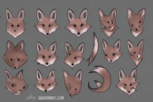 Red fox with a big tail and cute eyes tattoo idea
