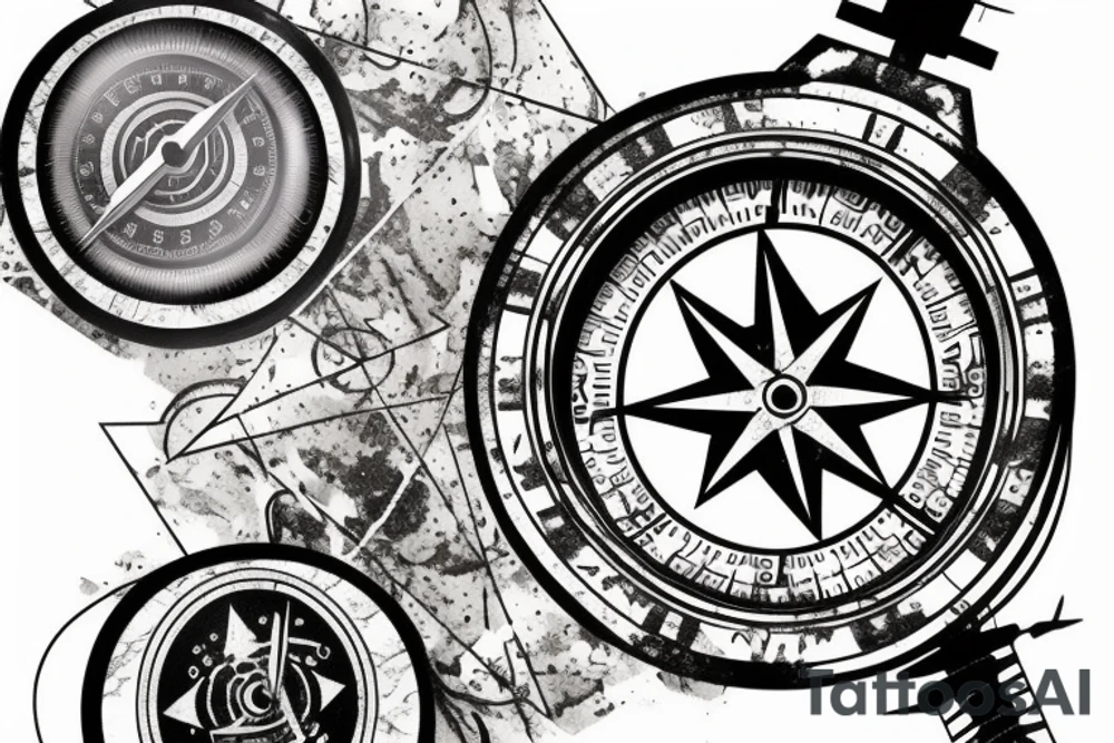 A broken compass being put back together by cherubs. Have the tattoo look like it's made of marble stone tattoo idea
