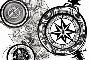 A broken compass being put back together by cherubs. Have the tattoo look like it's made of marble stone tattoo idea