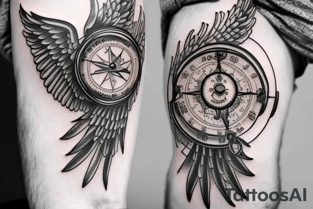 Cherub angels fixing a broken compass tattoo idea