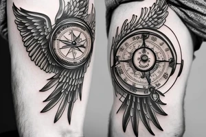 Cherub angels fixing a broken compass tattoo idea