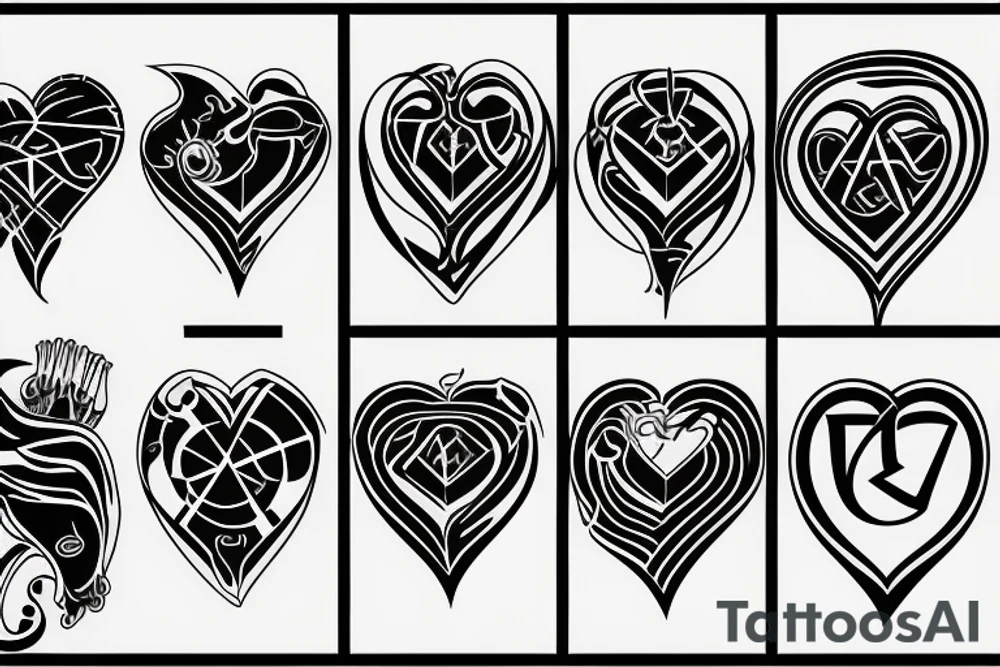 cyber sigil heart tattoo idea