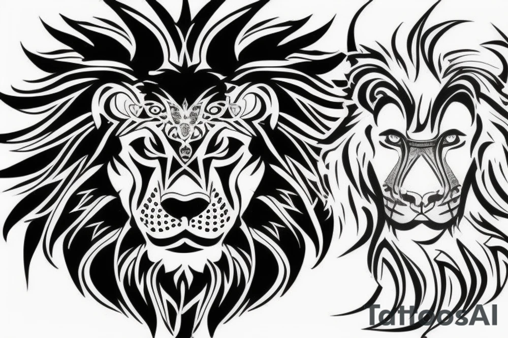 Dragon and lion face tattoo idea