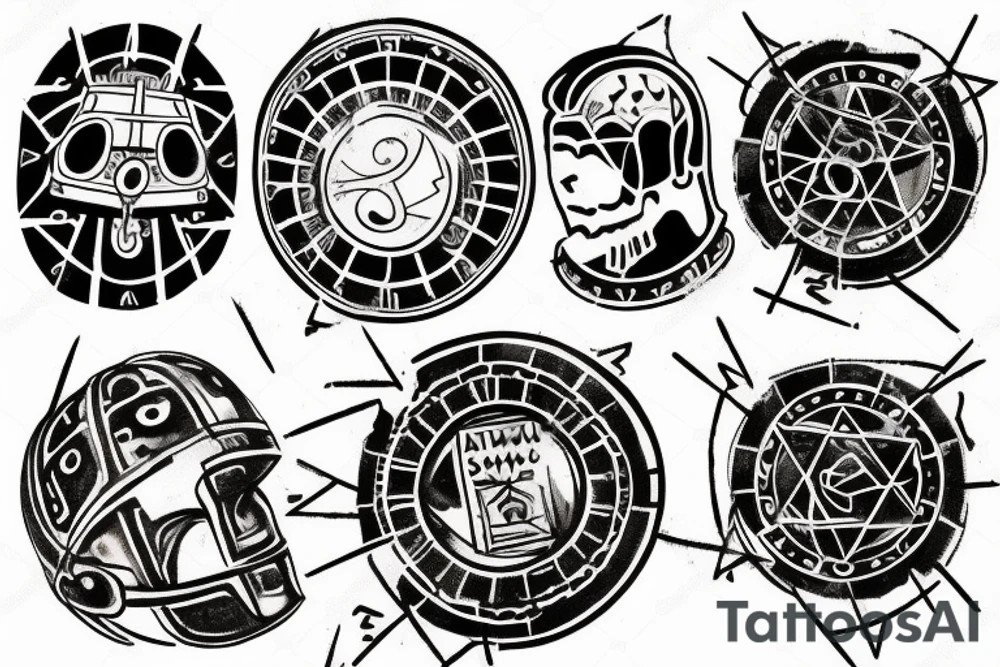 A tattoo idea that combines the PI symbol and the colosseum tattoo idea