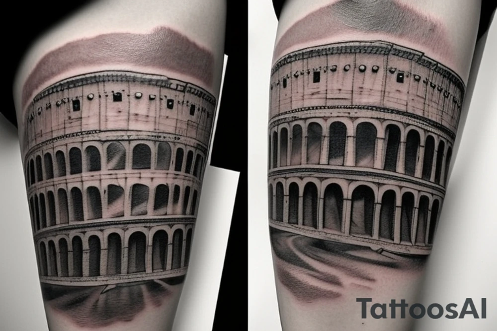 A tattoo idea that combines the PI symbol and the colosseum tattoo idea